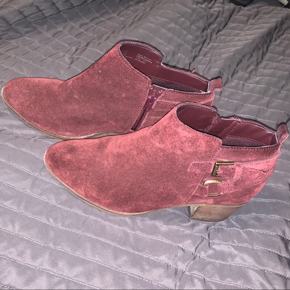 Maroon Burgandy Suede Booties